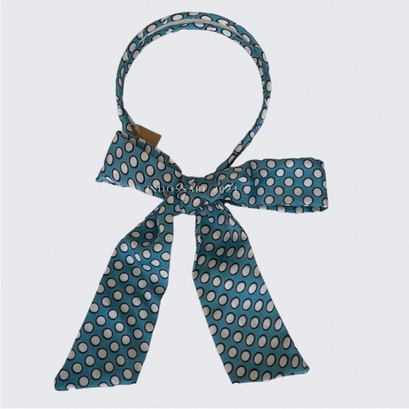 POLKA DOT HEADBAND WITH SCARF TAIL in BLUE NWT - Picture 3 of 4
